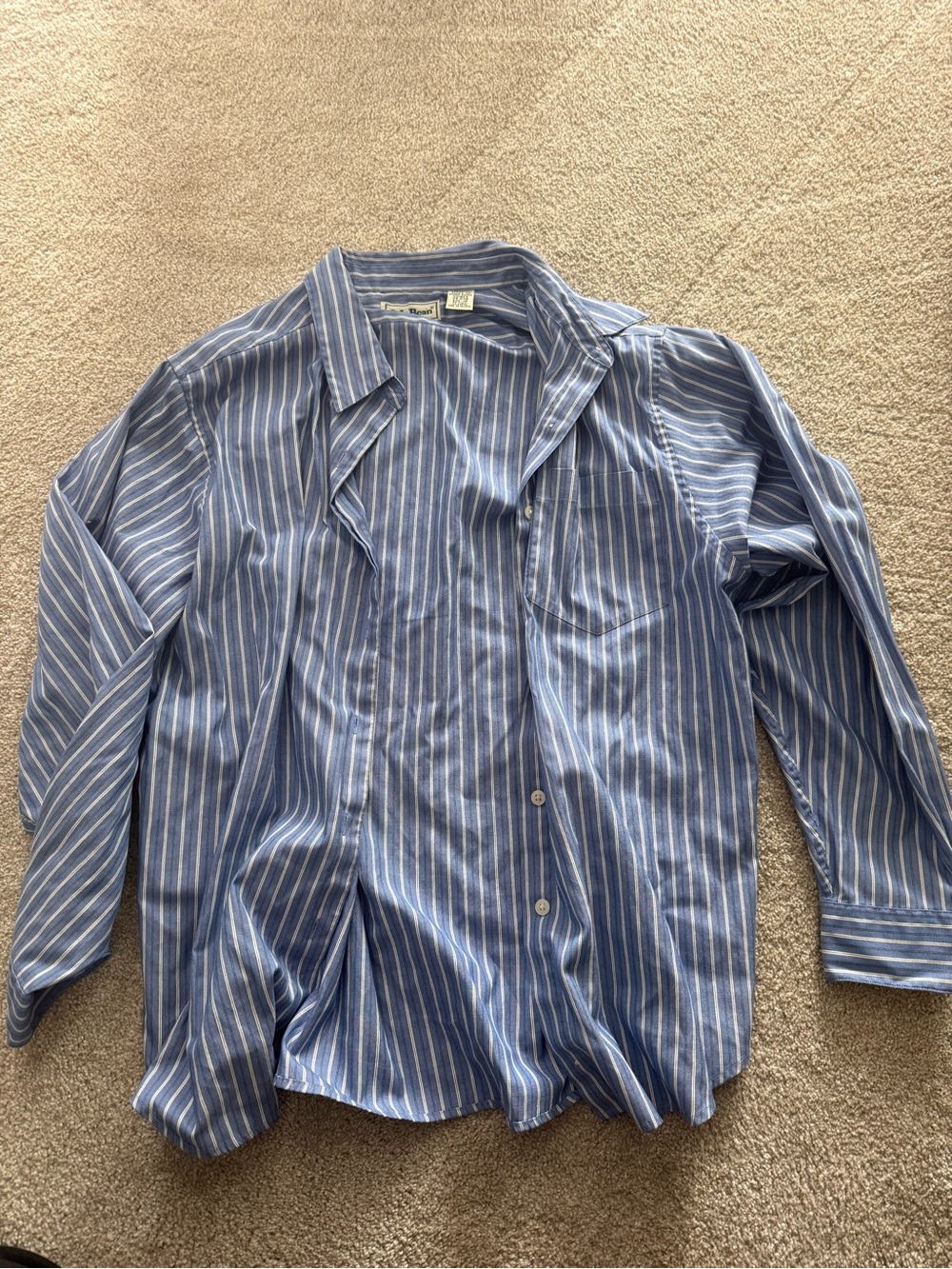 L.L.Bean Blue Striped Button-Up Shirt Size L / 16
